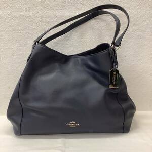 COACH コーチ オールレザー ショルダーバッグ ハンドバッグ ネイビー 79175