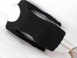 ie-302 ■　Gina ■　レディース　Tシャツ　　サイズM　長袖　黒　襟ひろのロングTシャツ