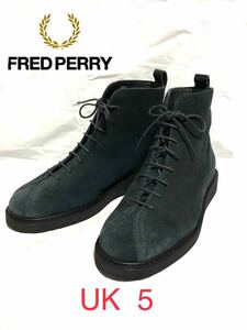 ■新品同等■FRED PERRY・フレッドペリー■ナナヨンブーツ■ダークネイビー・UK5（24cm）・おしゃれ・高品質・スエード・シブい