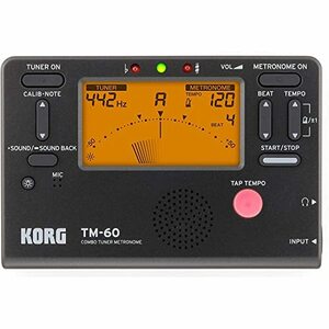 KORG(コルグ) チューナー メトロノーム 同時に使える TM-60 BK ブラック 吹奏楽 ブラスバンド オーケストラ 個人練習 コンパクト