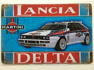 ブリキ看板 20×30cm ランチア LANCIA DELTA アメリカンガレージ アンティーク 雑貨 ★TINサイン★