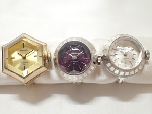 5044[T]SEIKOセイコー/リングウォッチ/指輪型/手巻き/時計/３点/カットガラス