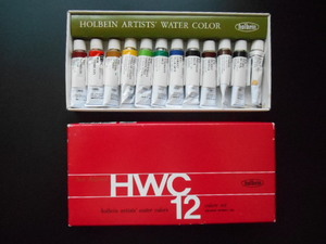 H2　 ホルベイン 透明水彩絵具 5ml 12色 W401 箱に汚れ