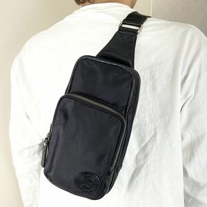 希少/人気 ●バーバリー ブラックレーベル BURBERRY BLACK LABEL ボディバッグ 斜め掛け クロス ショルダー ナイロン レザー ロゴ メンズ 