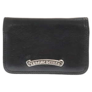 CHROME HEARTS クロムハーツ SCROLL LOGO CARD CASE #2 2ポケット レザーカードケース ブラック