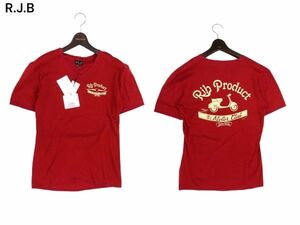 【新品 未使用】 R.J.B フラットヘッド 春夏 MOTOR CLUB★ 半袖 Vネック Tシャツ カットソー Sz.40　メンズ 日本製　I4T01280_4#D