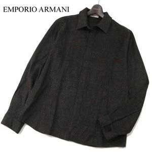 イタリア製★ EMPORIO ARMANI エンポリオ アルマーニ 秋冬 比翼ボタン★ 長袖 フランネル ウール シャツ Sz.48　メンズ　I3T02702_C#B