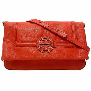 トリーバーチ ショルダーバッグ レッド ゴールド アマンダ クラッチバッグ レザー 中古 TORY BURCH 斜め掛け