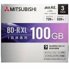 【特価】 VBR520YP3D1 ホワイトプリンタブル XL 三菱化学メディア 4倍速対応BD－R 3枚パック 100GB