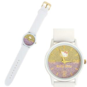 ハローキティ ウォッチ 腕時計 レディース 女性 シリコンベルトウォッチ グラデーショングリッター ホワイト サンリオ sanrio