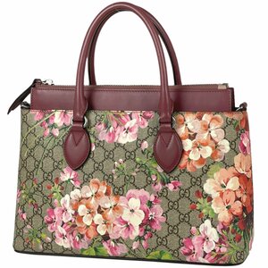 グッチ GUCCI GGブルームス スモール 2WAY ショルダー ハンドバッグ フラワー 花柄 トートバッグ GGスプリーム ピンク 409534 レディ 中古