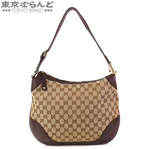 101716837 グッチ GUCCI ワンショルダーバッグ 211810 ベージュxブラウン GGキャンバス レザー ショルダーバッグ レディース A