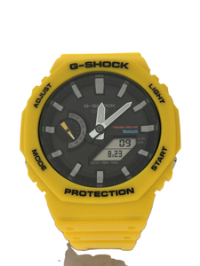 CASIO◆G-SHOCK/bluetooth/ソーラー腕時計/デジアナ/ラバー/BLK/YLW/GA-B2100