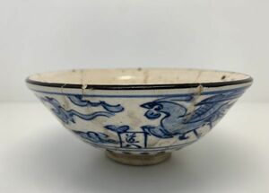 時代物☆道八 造 青華 染付面取　茶碗 一客　本体のみ