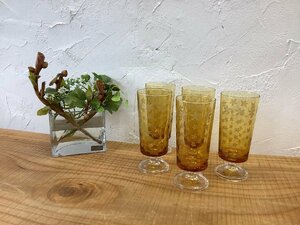 【レトロ雑貨】アデリアグラス ガラス食器 キッチン雑貨 花柄 小花 琥珀色 昭和レトロ ヴィンテージ雑貨