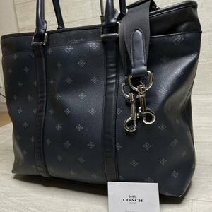 1円〜【入手困難品】10万円 コーチ COACH ビジネスバッグ ブリーフケース A4 2way レザー メンズ レディース ブラック黒　大容量 肩掛け