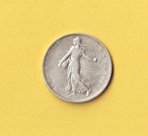 フランス・1フラン銀貨《1904年》　　普通品＋