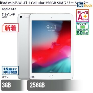 中古 タブレット iPad mini5 Wi-Fi ＋Cellular 256GB SIMフリー シルバー 本体 7.9インチ iOS17 Apple アップル 6ヶ月保証