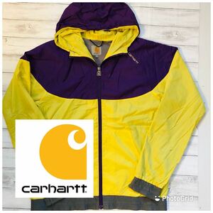 カーハート　carhartt M 裏メッシュ　ツートーン　ナイロンジャケット　ナイロンパーカー　イエロー×パープル