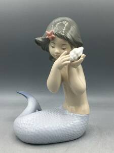 希少 リヤドロ ナオ マーメイド 貝殻 人魚 少女 置物 フィギュリン 陶器 1367 レア 陶器人形