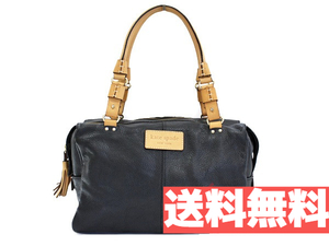 新品 ■ kate spade ■ ケイトスペード ■ ヌメ革 ＆ 本革 レザー素材・ボストン ハンドバッグ ■ 黒 ブラック系■ 保存袋 付き■ 送料無料