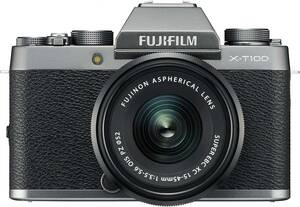 FUJIFILM ミラーレス一眼 X-T100レンズキット ダークシルバー X-T100LK-DS(中古品)