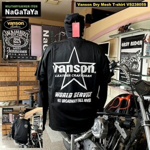 VANSON バンソン VS23805S ドライ メッシュTシャツ ワンスター Mサイズ ブラック×ホワイト 吸汗 速乾 MESH T-SHIRTS 日本規格
