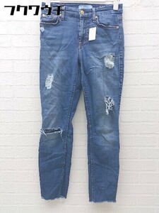 ◇　7　FOR　ALL　MANKIND　　ダメージ加工　カットオフ　ジーンズ　デニム　パンツ　サイズ24　インディゴ　レディース