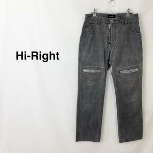 8032 Hi-Right ハイライト チャック付きストレートデニムパンツ グレーメンズ F10-0067