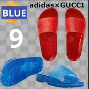 adidas×GUCCI アディレッタ スライドサンダル ブルー　9