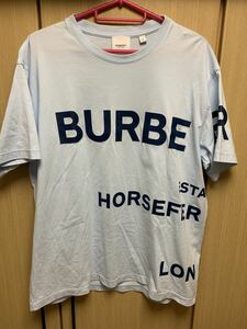 正規 21SS BURBERRY LONDON ENGLAND by Riccardo Tisci HORSEFERRY バーバリー ラバーロゴ プリント Tシャツ 薄青 S CNSOUFOU1QUA 8040765