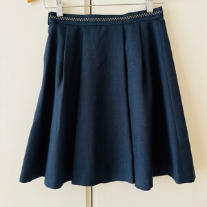 H6955cL 日本製 KUMIKYOKU クミキョク サイズ1 (S～M位) ひざ丈スカート フレアスカート ネイビー 紺色 レディース きれいめ 組曲
