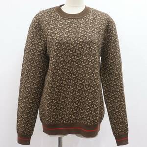 IT6AFMTCX9TK 即決 本物 BURBERRY バーバリー TB モノグラム ジャカード セーター 8023879 ブラウン サイズS メンズ ニット 総柄