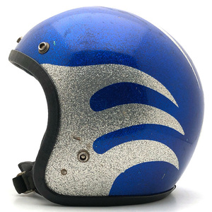 送料無料 SAFETECH FLAMES BLUE × SILVER 59cm/セーフテックフレイムス青ブルービンテージヘルメット炎ファイヤーパターンハーレー60s70s