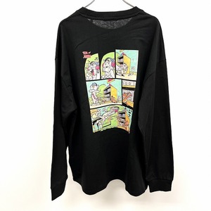 TK TAKEO KIKUCHI × TOM and JERRY ティーケータケオキクチ×トムとジェリー XL メンズ Tシャツ 両面プリント 長袖 綿100% ブラック 黒