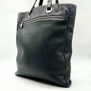 極美品 ロエベ LOEWE メンズ ビジネス トートバッグ オールレザー シルバー金具 ロゴ アナグラム ブラック 黒 A4収納 仕事 カバン 鞄