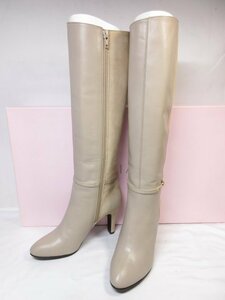 HH訳あり未使用品【DIANA ダイアナ】 BF68153 サイドジップ コンビレザー ロングブーツ (レディース) size23.5 ベージュ系 ■18LZ4373■