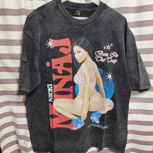 希少柄◆ニッキーミナージュ(Nicki Minaj) RAPTシャツ オーバーサイズ　厚手生地　XXL程度◇ hiphop rap tee 古着 ビンテージ ラップ 2pac