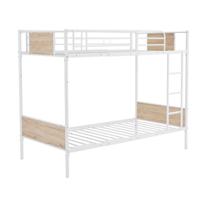 【新品】二段ベッド シングルベッド パイプベッド シングル 木 収納 北欧風 子供部屋 スチール 耐震 ベッド SDG