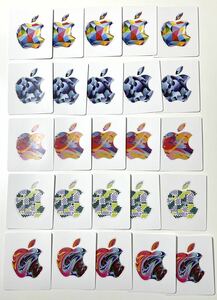 アップルギフトカード付属シール ステッカー 全5種×5セット=計25枚 / Apple Gift Card / コードは使用済みです