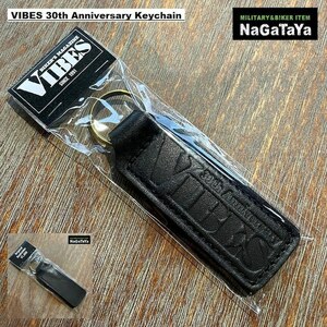 VIBES バイブズ 30周年記念 レザーキーホルダー ブラックレザー+ゴールドリング 本革