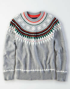 * ラスト2 * 正規品 アメリカンイーグル AE Nordic Crewneck Sweater ノルディック クルーネックセーター S / Heather Grey *
