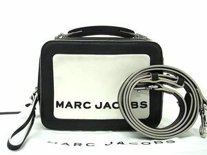 1円 ■美品■ MARC JACOBS マークジェイコブス ザ ボックス レザー クロスボディ ショルダーバッグ ブラック系×ホワイト系 AZ2845