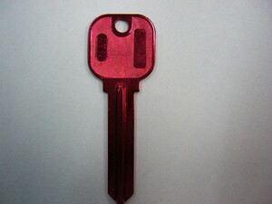 H248 カラーアルミブランクキー 1本 未使用新品 スペアキー 鍵屋 合鍵 　レッド　赤