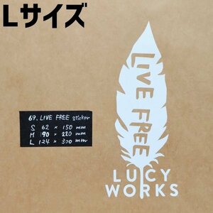 LIVEFREEsticker【白／Lサイズ】★キャンプ　アウトドア　ステッカー