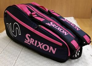 美品♪SRIXON(スリクソン) ラケットバッグ(ラケット6本収納可)リュック＆手提げ◆ネイビー×ピンク　森