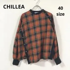 CHILLEA 変形チェックTシャツ 長袖　40 日本製