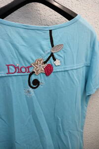 即決 2000年代初頭 Christian Dior クリスチャンディオール Archive ラインストーン＆ロゴ刺繍＆ワッペン装飾 ミニTシャツ 42(フランス) 