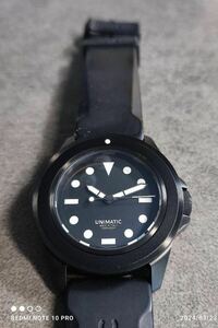 極美品 200本限定ウニマティック Modello Uno Ref. U1-fmn 付属品完備 ウニマティック　UNIMATIC 腕時計 黒文字盤自動巻300m防水メンズ時計