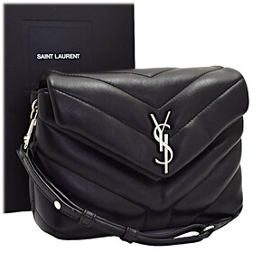 サンローラン ショルダーバッグ クラッチバッグ ルル 467072 レザー レディース ブラック×シルバー金具 SAINT LAURENT